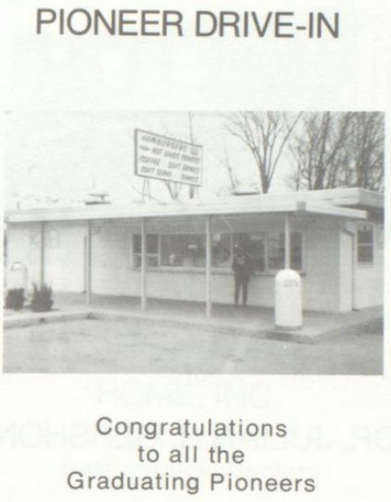 Pioneer Drive-In - 1969 Yearbook Ad (newer photo)